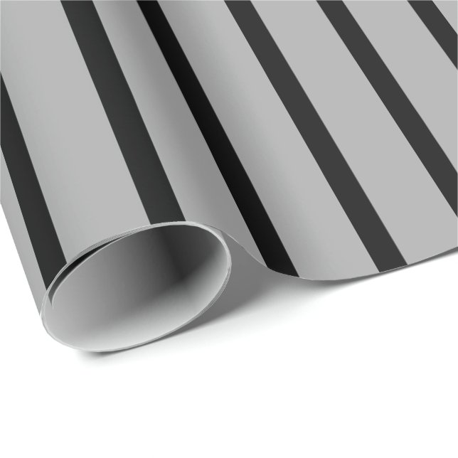 Papel De Regalo Gris y negro a rayas (Esquina del rollo)