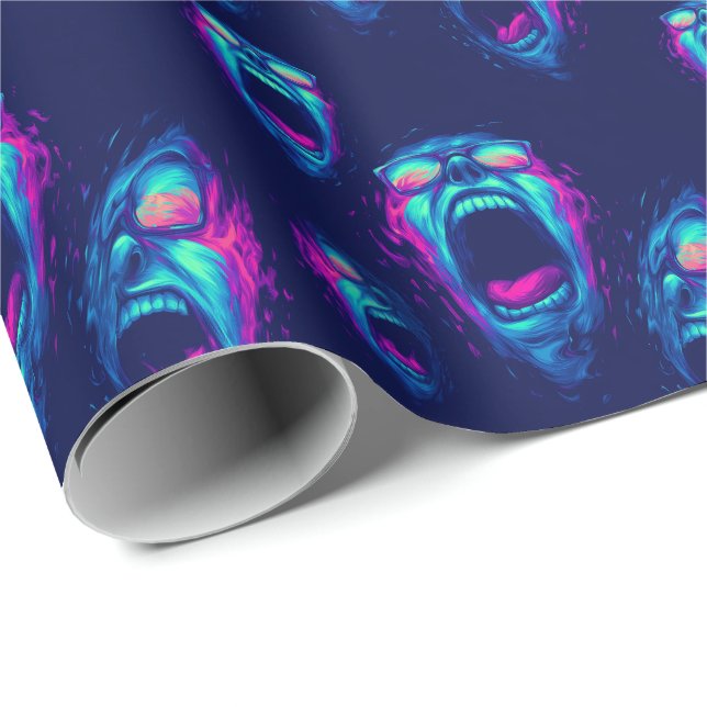 Papel De Regalo Gritos de Desesperación - Neon de Terror Psicodéli (Esquina del rollo)