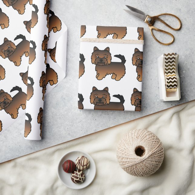 Papel De Regalo Grizzle Norwich Terrier Cartog Pattern Dog (Artesanía)