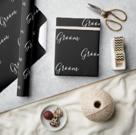 Papel De Regalo Groom de nombres elegantes de escritura blanca per
