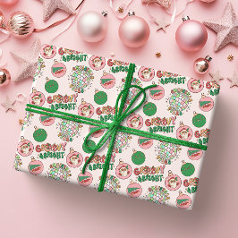 Papel De Regalo Groovy and Bright Pink and Green Retro Holiday