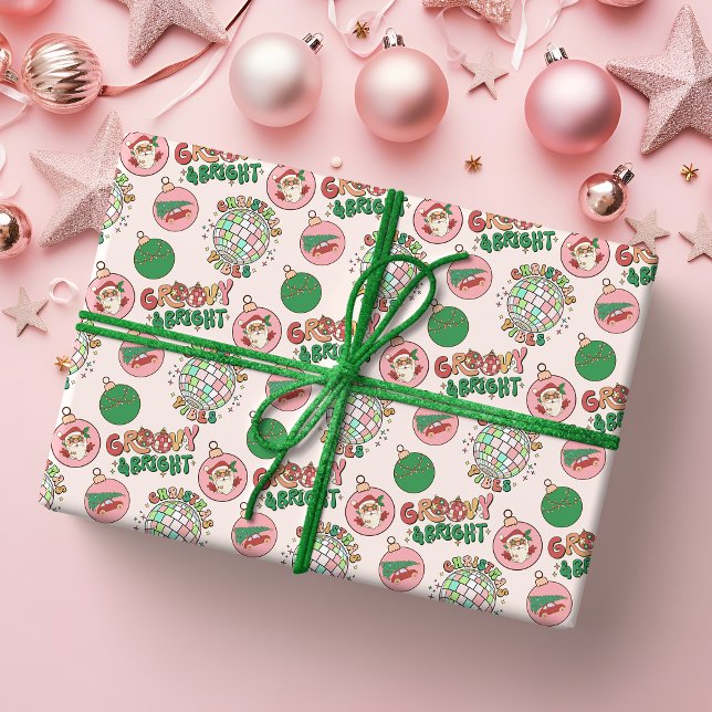 Papel De Regalo Groovy and Bright Pink and Green Retro Holiday (Subido por el creador)