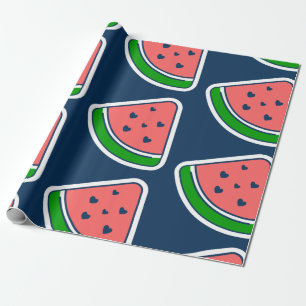 Papel De Regalo groovy corazón sandía fruta valentina de los años 