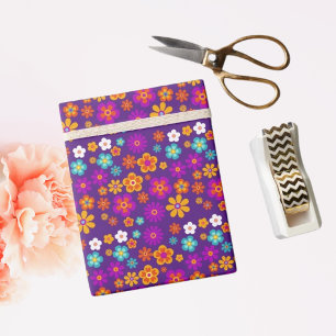 Papel De Regalo Groovy Cumpleaños Floral Retro Colorido
