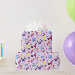 Papel De Regalo Groovy Disco Púrpura Fiesta Milenal Retro