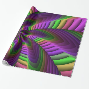 Papel De Regalo Groovy Energetic Colorful Neon Fractal