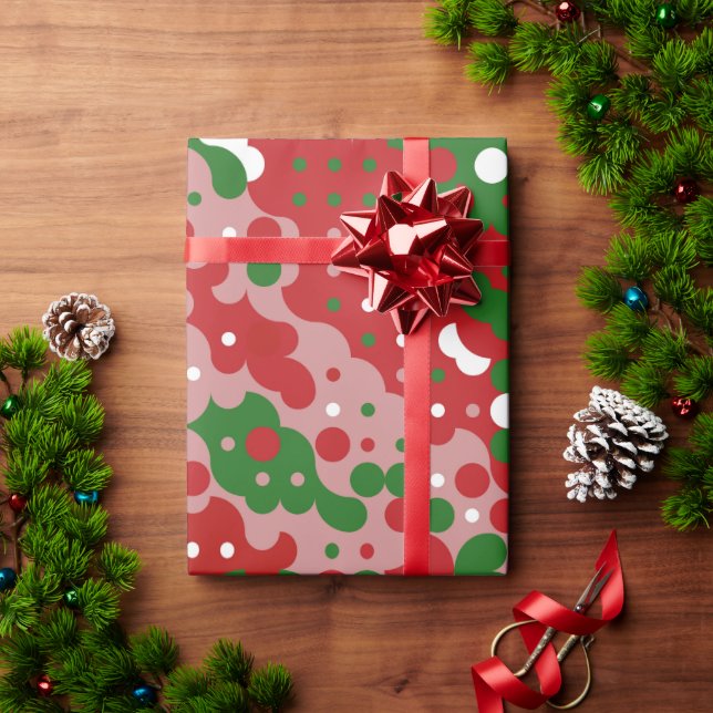 Papel De Regalo Groovy Funky Mod Retro Patrón de Navidades (Regalo de vacaciones)