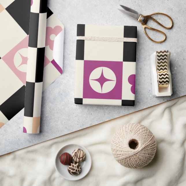 Papel De Regalo Groovy Girly Psychedelboard Checkerboard, Wrappin  (Artesanía)