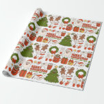 Papel De Regalo Groovy Hippie Retro Merry Christmas Santa Funny<br><div class="desc">Groovy Hippie Retro Merry Christmas Santa Funny Wrapping Paper Gift Wrap presenta coloridos íconos vintage de Navidad como Santa Claus, árboles de Navidad, gente de pan de jengibre, coronas, regalos y el texto "Feliz Navidad y feliz Año Nuevo" en la moderna tipografía de escritura roja. Fabuloso para los Navidades envolver...</div>