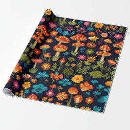 Papel De Regalo Groovy Mushroom & Flower Pattern