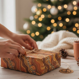 Papel De Regalo Groovy Peace & Joy Repeating Pattern