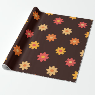 Papel De Regalo Groovy pequeño patrón retro de flores coloridas de