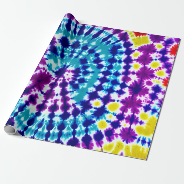 Papel De Regalo Groovy Psychedelal Espiral Tie Dye Batik Art (Desenrollado)