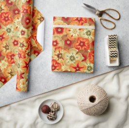 Papel De Regalo Groovy Retro Naranja Hippie FlowPattern