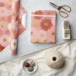 Papel De Regalo Groovy Rubor Boho Flor Daisy Jardín Patrón