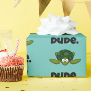Papel De Regalo Groovy Sea Turtle Personalizado, Funny Ocean "Dude