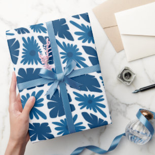 Papel De Regalo Groovy Wavy Trippy 60 Flores Cheques Blues