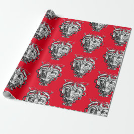 Papel De Regalo Grotesco renacentista Gargoyle Face Lobster Man