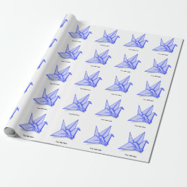 Papel De Regalo Grúa de origami azul