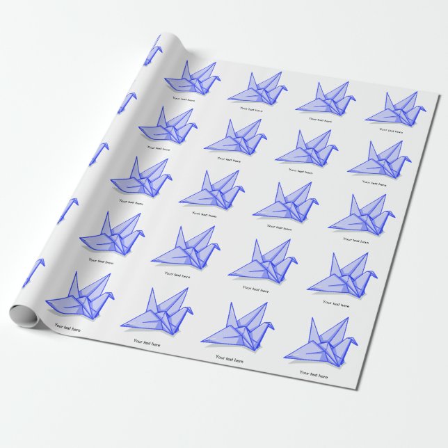 Papel De Regalo Grúa de origami azul (Desenrollado)