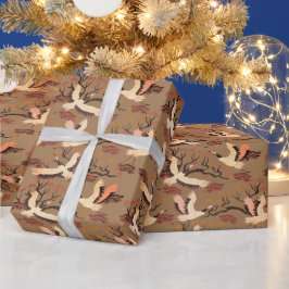 Papel De Regalo Grullas Canadenses Árboles Patrón Marrón Regalo