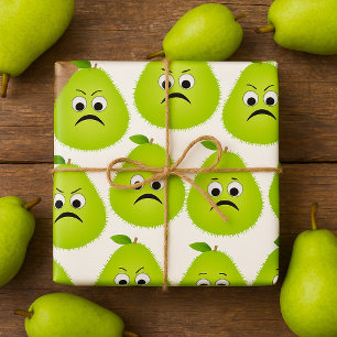 Papel De Regalo Grumpy Fuzzy Pear Face Funny Fruit Character