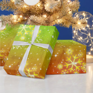 Papel De Regalo Grunge de gradiente irlandés con copos de nieve so