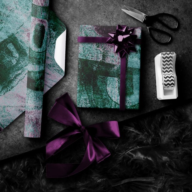 Papel De Regalo Grunge de graffiti pintado | Moody Plum Purple Gre (Subido por el creador)