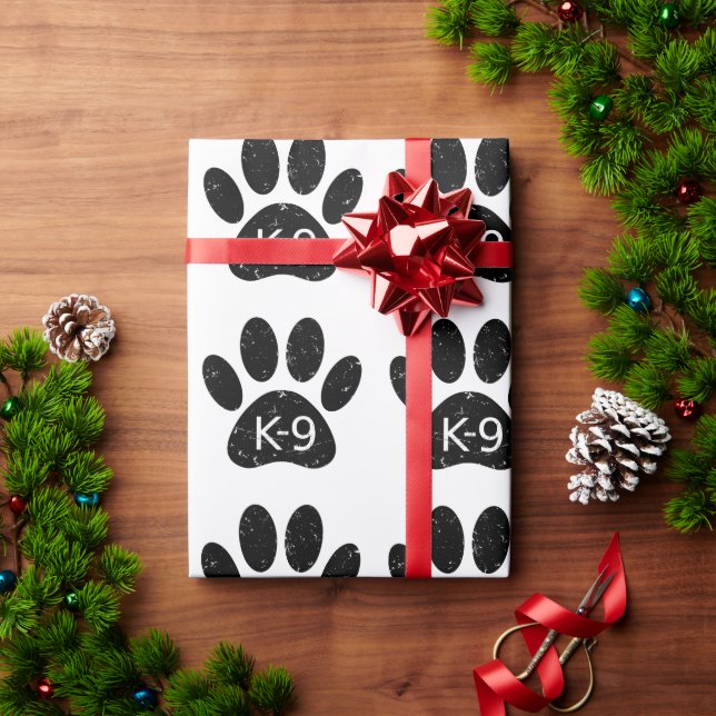 Papel De Regalo Grunge Perro angustiado Paw K-9 (Regalo de vacaciones)