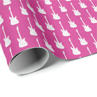 Papel De Regalo Grungy Classic Electric Guitar Polkadot pink white