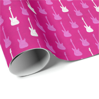 Papel De Regalo Grungy Classic Electric Guitar Polkadot pink white