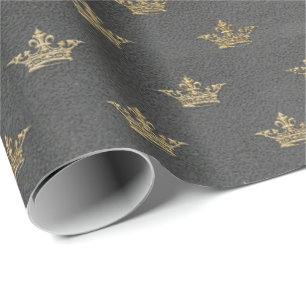 Papel De Regalo Grungy Gray Gold Crown Cottage Royal Graphite