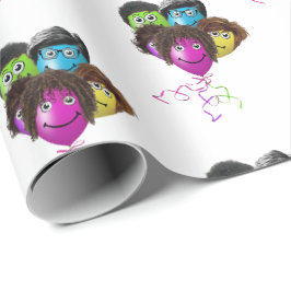 Papel De Regalo Grupo de Globos de Personas Divertidas