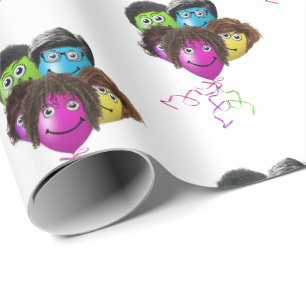 Papel De Regalo Grupo de Globos de Personas Divertidas