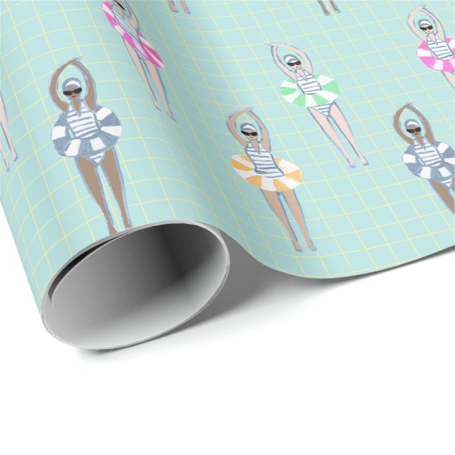 Papel De Regalo Grupo de nadadores artísticos de época (Esquina del rollo)