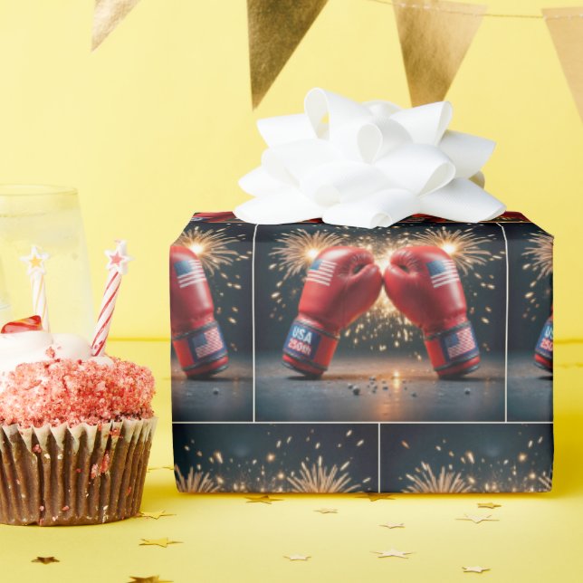 Papel De Regalo Guantes de boxeo rojo para Estados Unidos cumpleañ (Fiesta de cumpleaños )