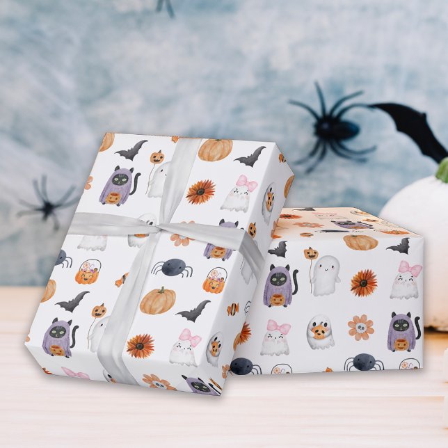 Papel De Regalo Guapo lindo halloween fantasma acuarela estilo bla (Subido por el creador)