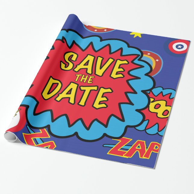 Papel De Regalo Guardar los héroes del cómic de fecha (Desenrollado)