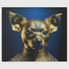 Papel De Regalo Guardián Chihuahua Egipcio Dorado