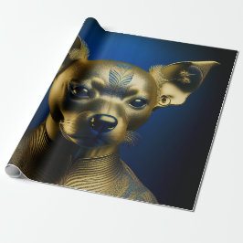 Papel De Regalo Guardián Chihuahua Egipcio Dorado