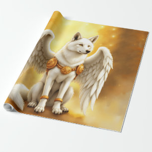 Papel De Regalo Guardián del Amanecer – El Lobo Alado Blanco. 