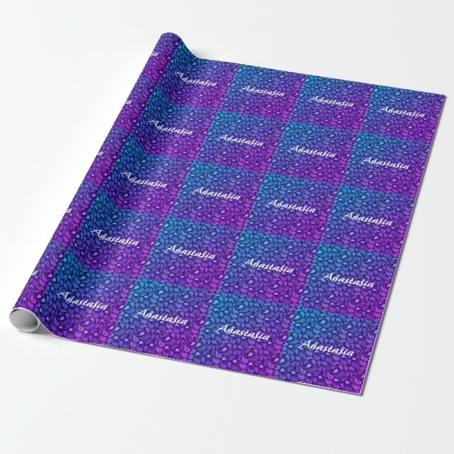 Papel De Regalo Guay, asombroso, azul-púrpura (Desenrollado)