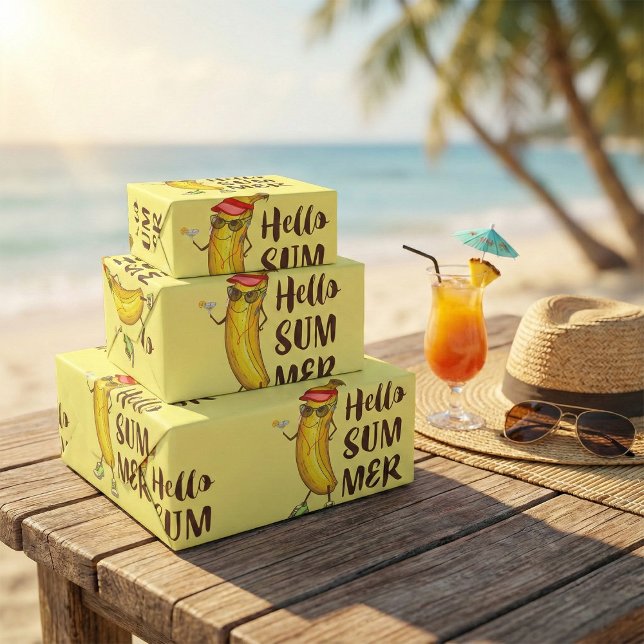 Papel De Regalo Guay Banana Hello Summer Funny Fruta Tropical (Subido por el creador)