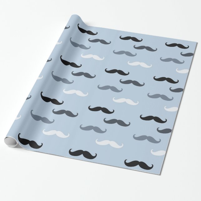 Papel De Regalo Guay Blue Mustaches (Desenrollado)
