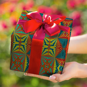 Papel De Regalo Guay Blue Red Yellow Retro Geométrica Ethbal