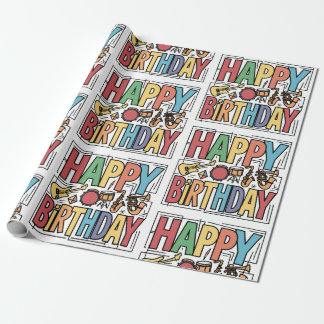 Papel De Regalo Guay Colorful Musical Instruments Happy Birthday