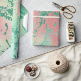 Papel De Regalo Guay Marble | El Coral Pastel y el Ombre Verde