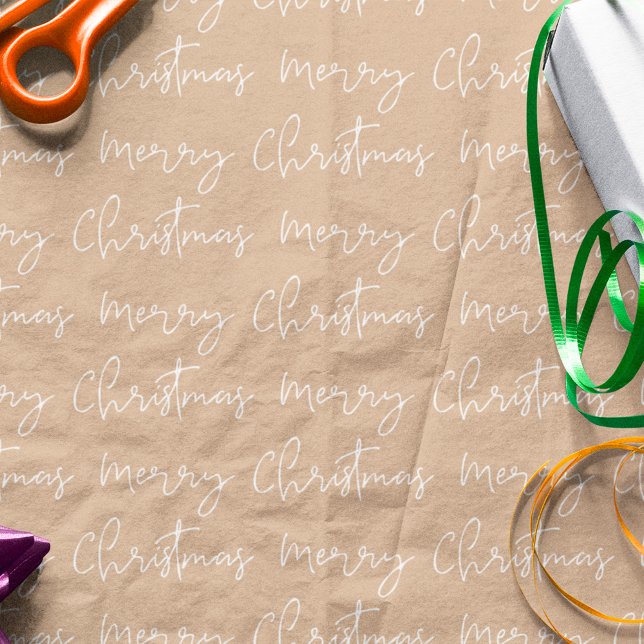 Papel De Regalo Guay Merry Christmas script font kraft patrón (Subido por el creador)