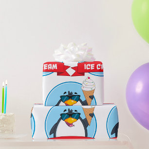 Papel De Regalo Guay Pingüino sostiene helado