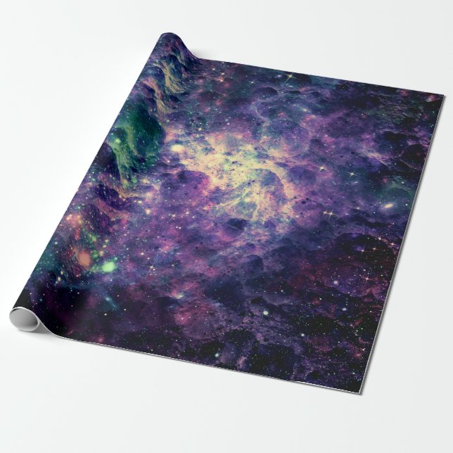 Papel De Regalo Guay Purple Galaxy Space Rock (Desenrollado)